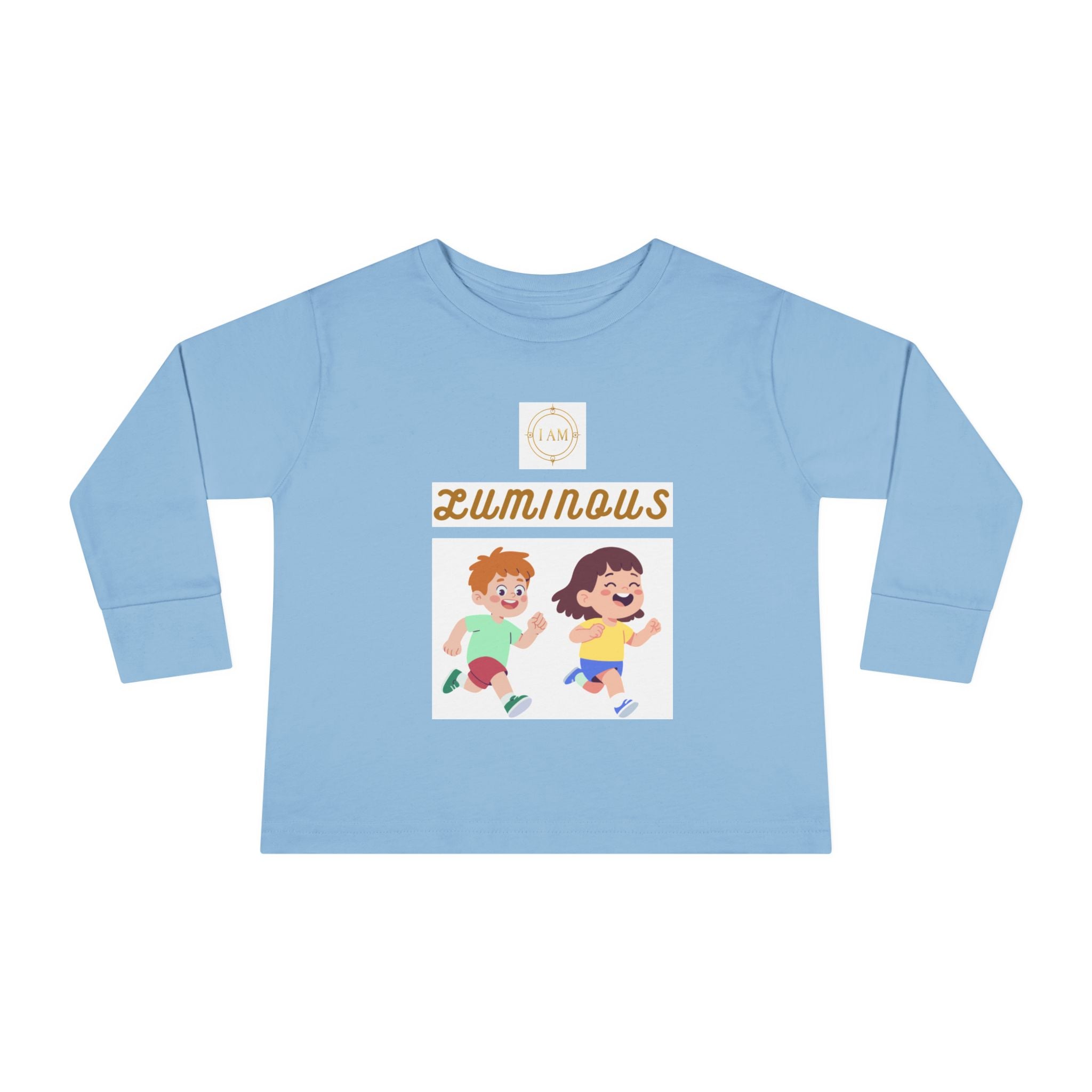 Toddler Long Sleeve Tee — 'Luminous' Gold Script Kids Shirt (I Radiate Light)