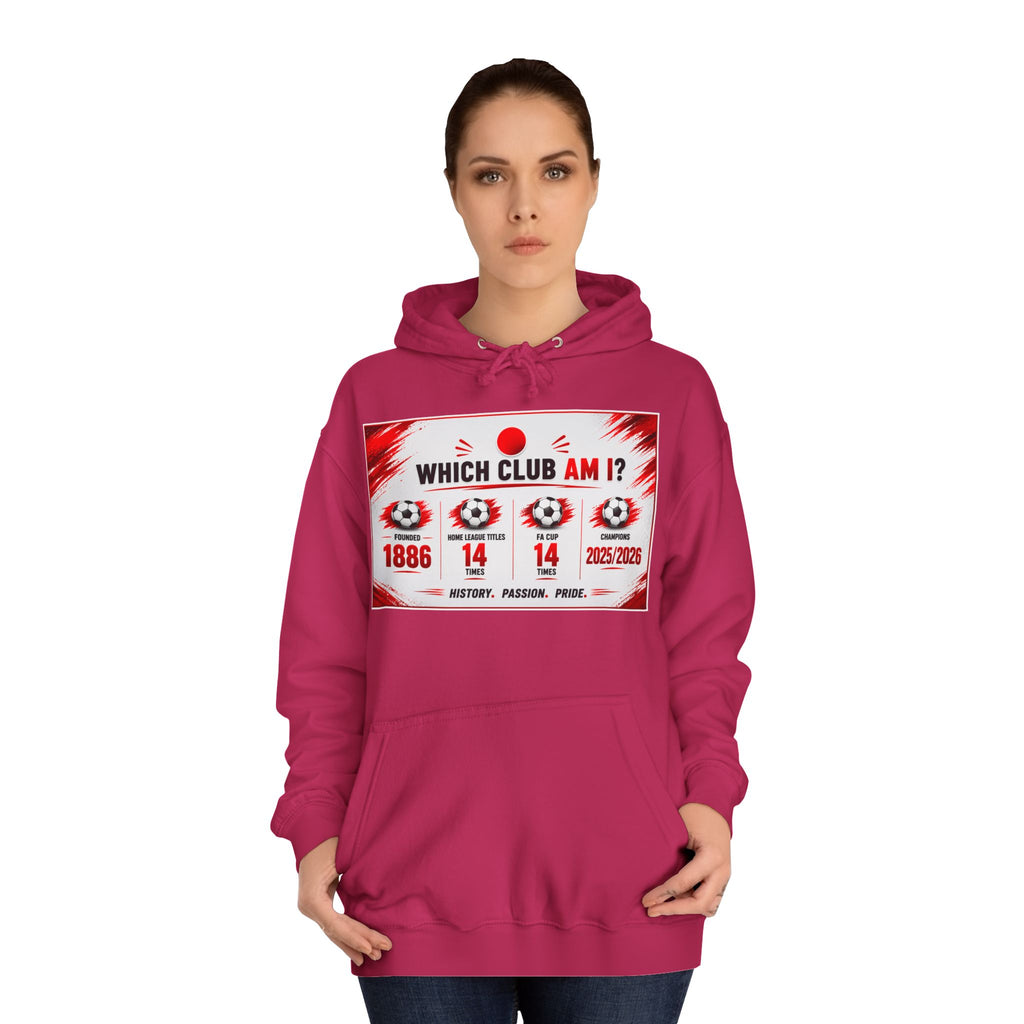 College Hoodie — "Which Club Am I?" Graphic Student Spirit Sweatshirt