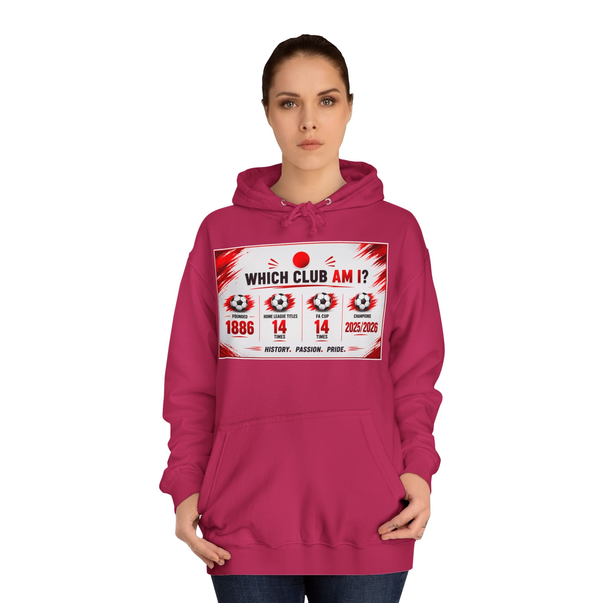 College Hoodie — "Which Club Am I?" Graphic Student Spirit Sweatshirt