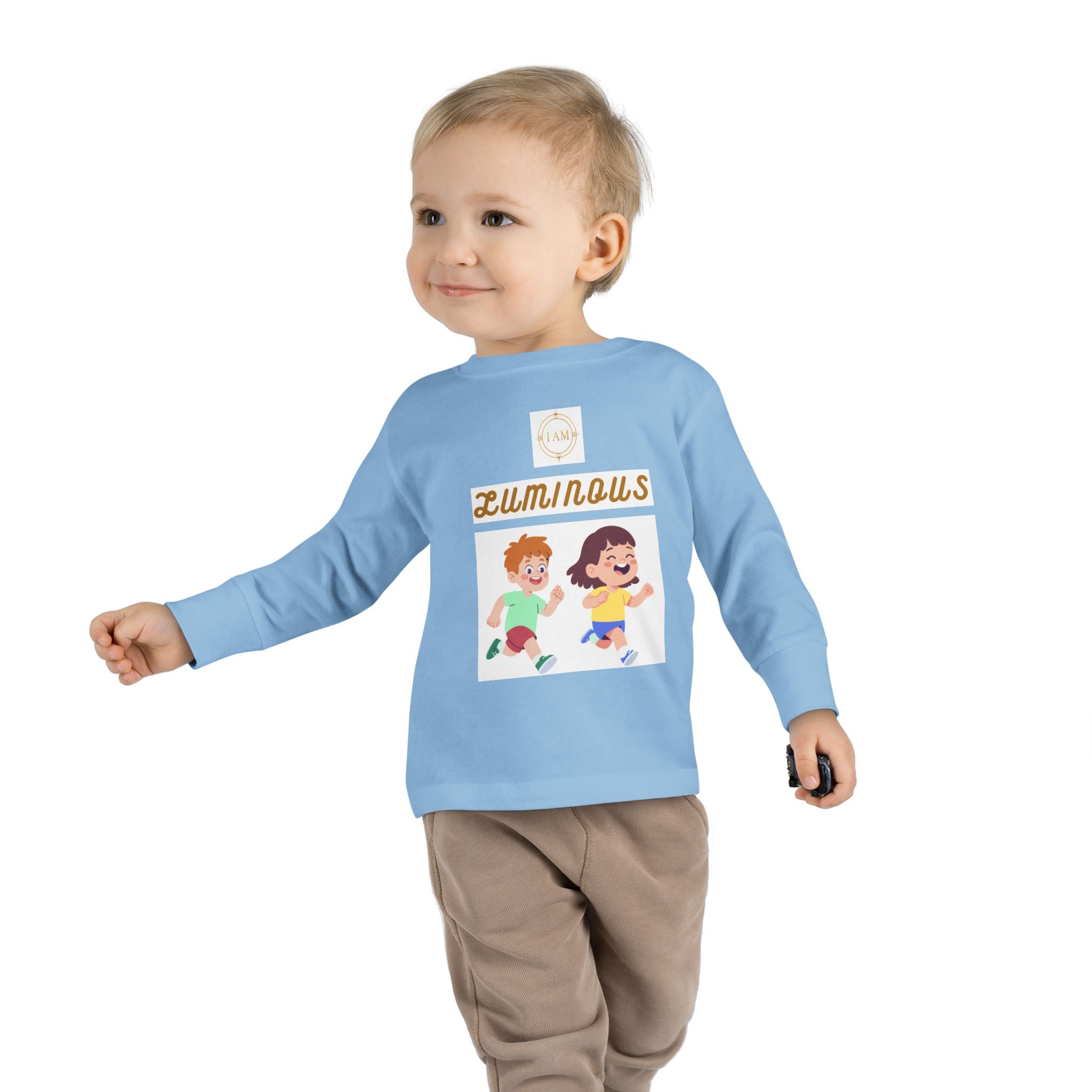 Toddler Long Sleeve Tee — 'Luminous' Gold Script Kids Shirt (I Radiate Light)