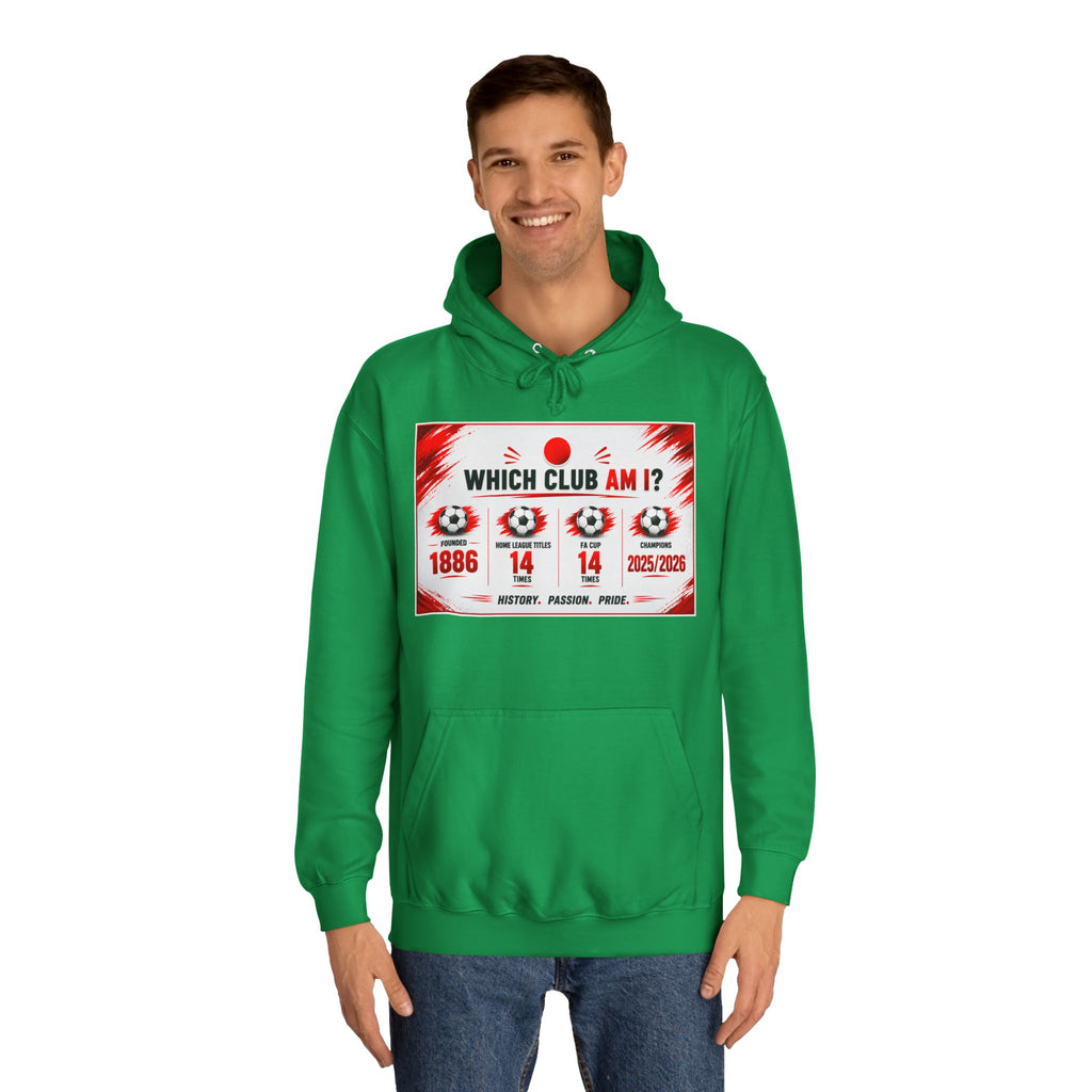 College Hoodie — "Which Club Am I?" Graphic Student Spirit Sweatshirt