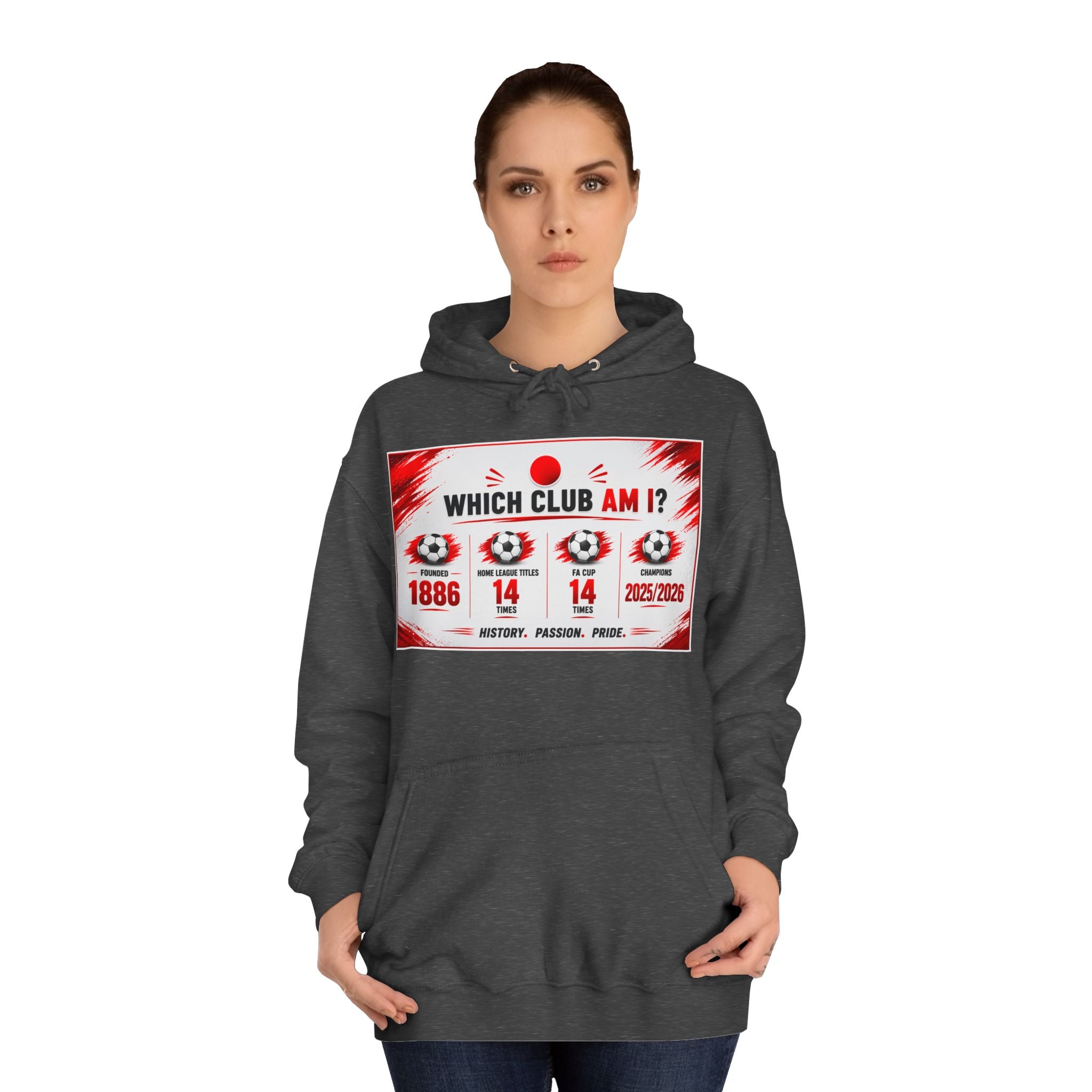College Hoodie — "Which Club Am I?" Graphic Student Spirit Sweatshirt