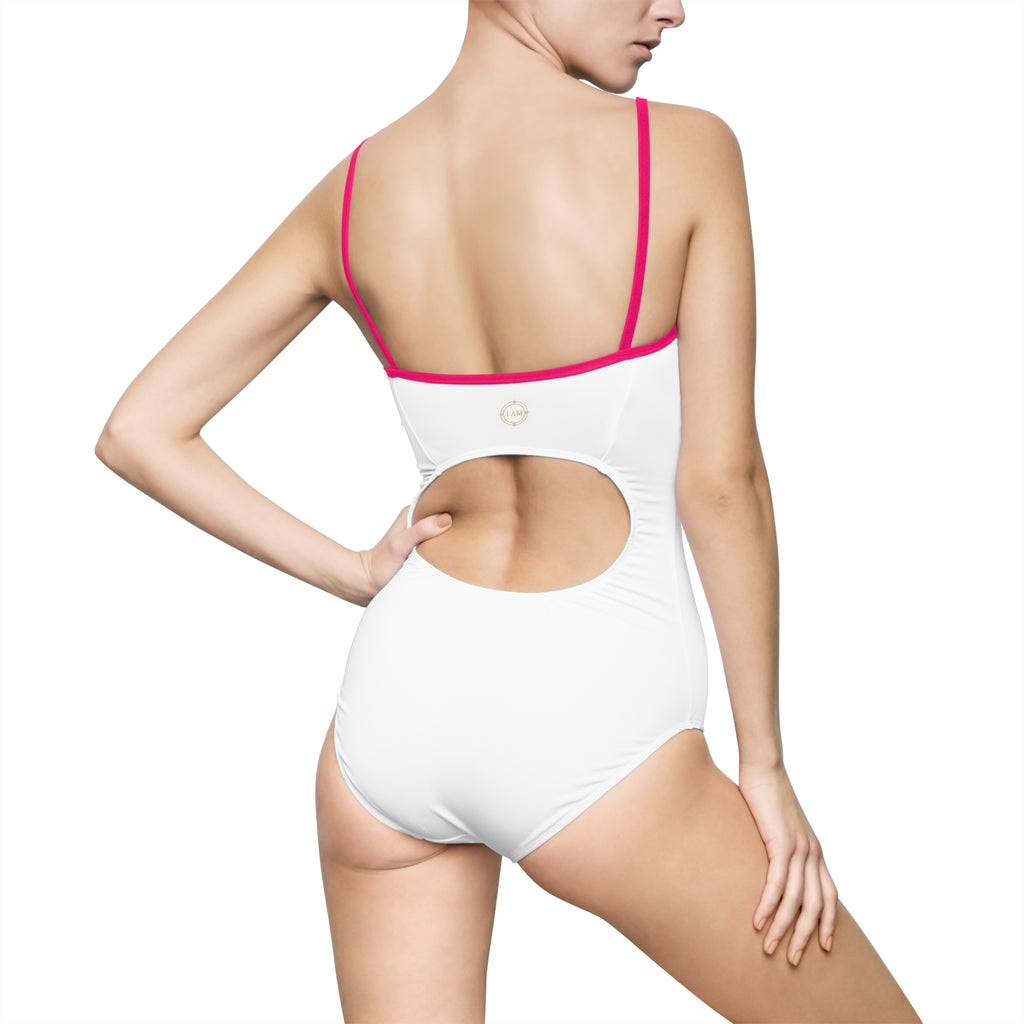 "Be & Let Be" Women's One-Piece Swimsuit — Minimalist Gold Script Beachwear