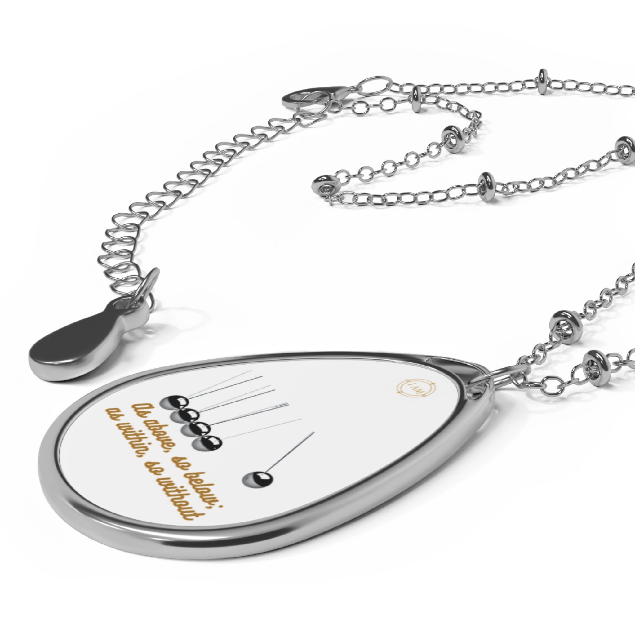 Newton's Cradle Oval Necklace — Science Jewelry Pendant