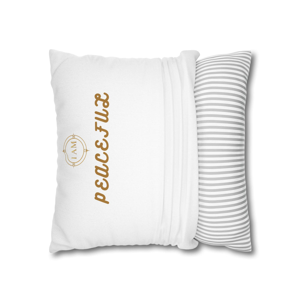 Peacefulx Gold Script Pillowcase — “I AM PEACEFULX” Decorative Throw Pillow