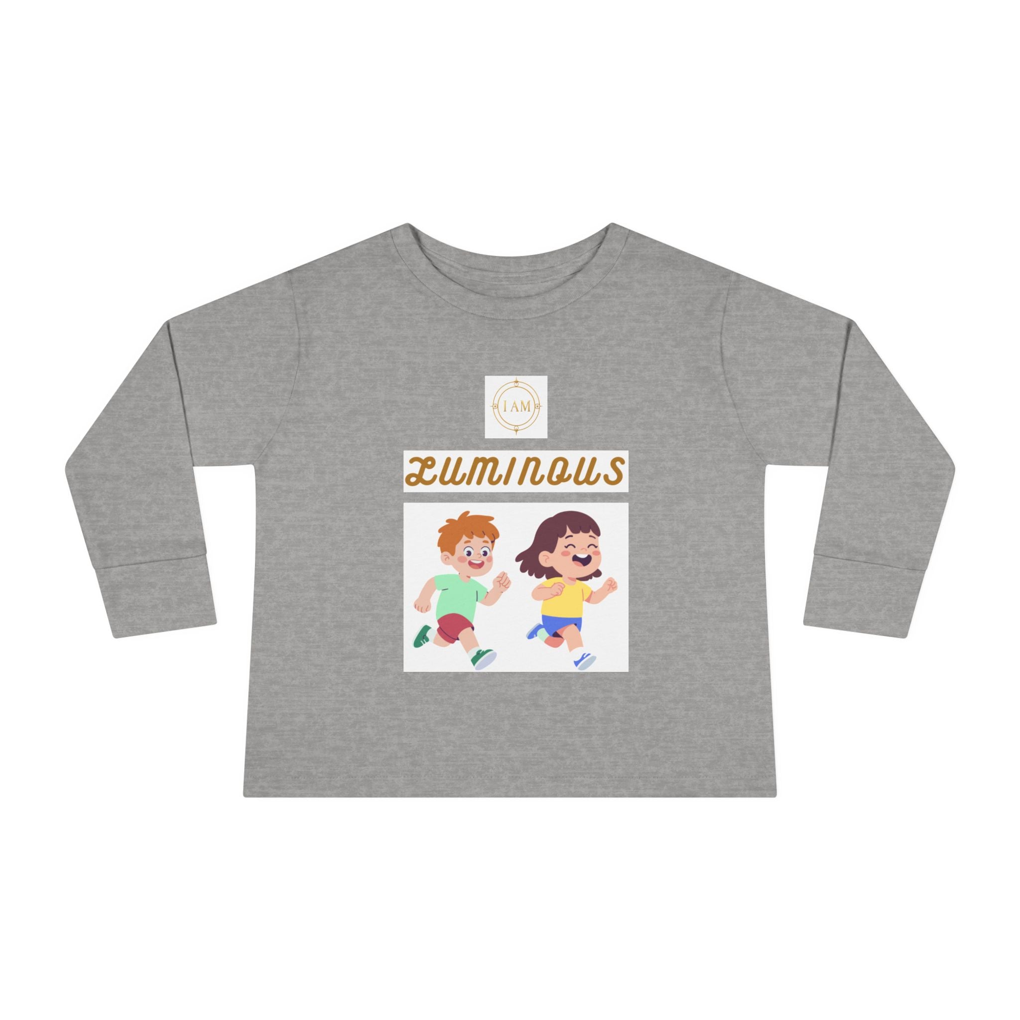 Toddler Long Sleeve Tee — 'Luminous' Gold Script Kids Shirt (I Radiate Light)