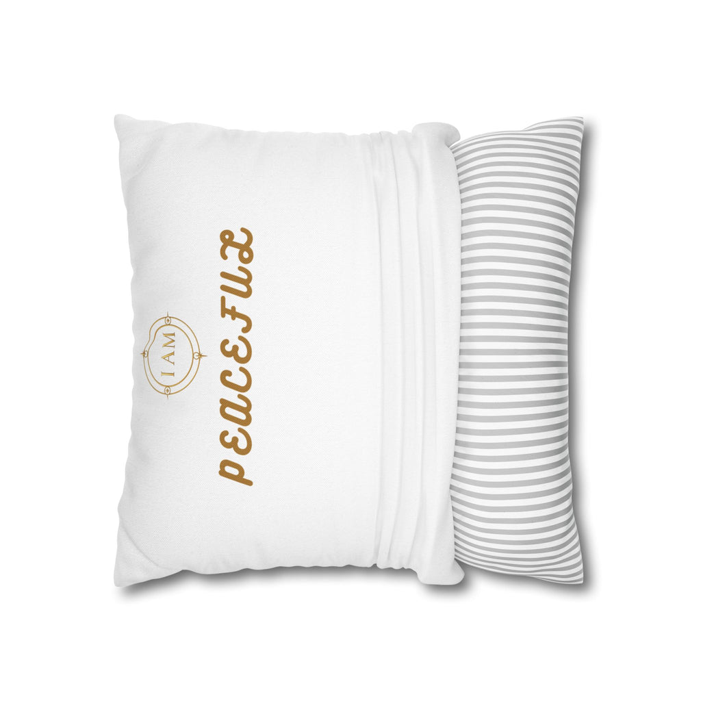 Peacefulx Gold Script Pillowcase — “I AM PEACEFULX” Decorative Throw Pillow