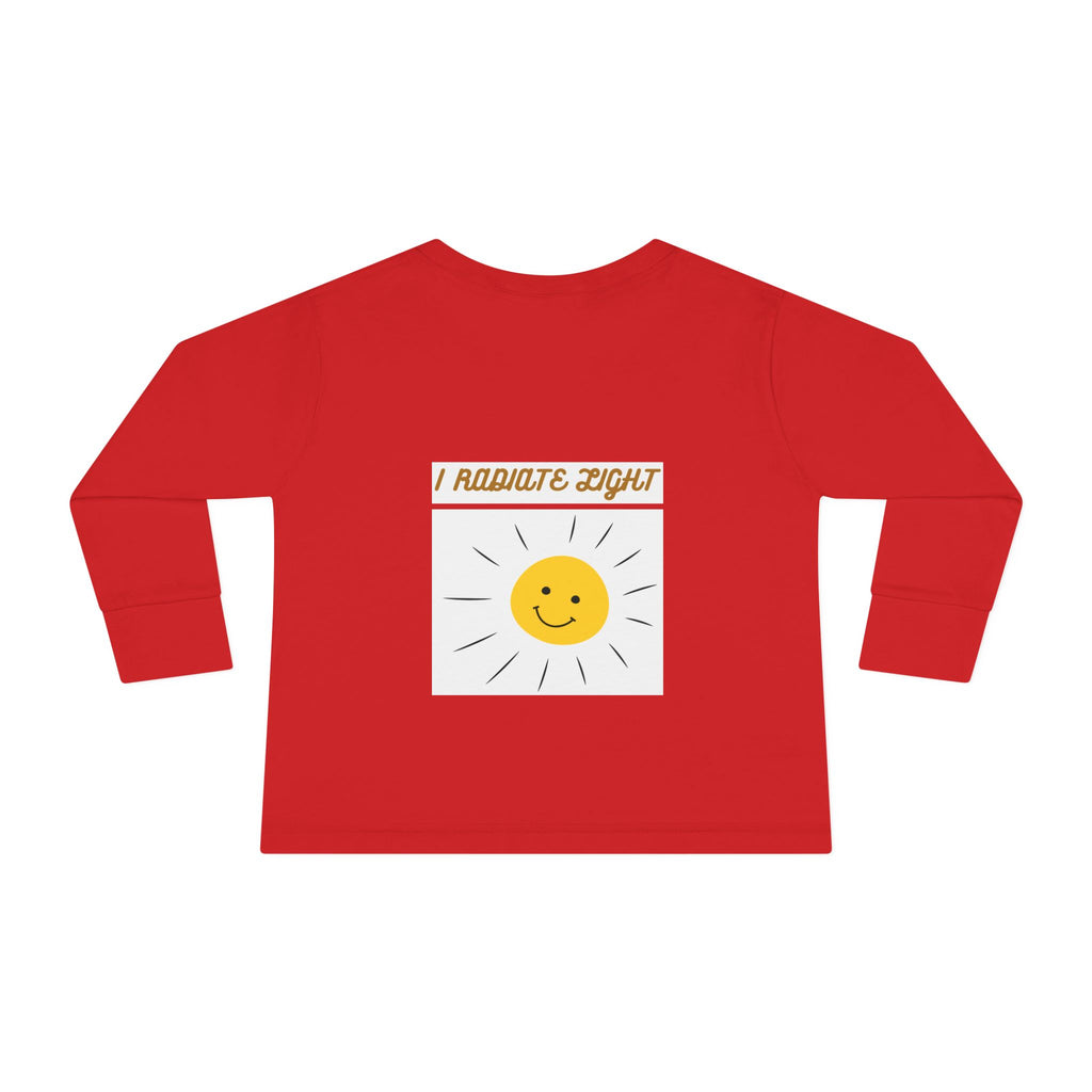 Toddler Long Sleeve Tee — 'Luminous' Gold Script Kids Shirt (I Radiate Light)