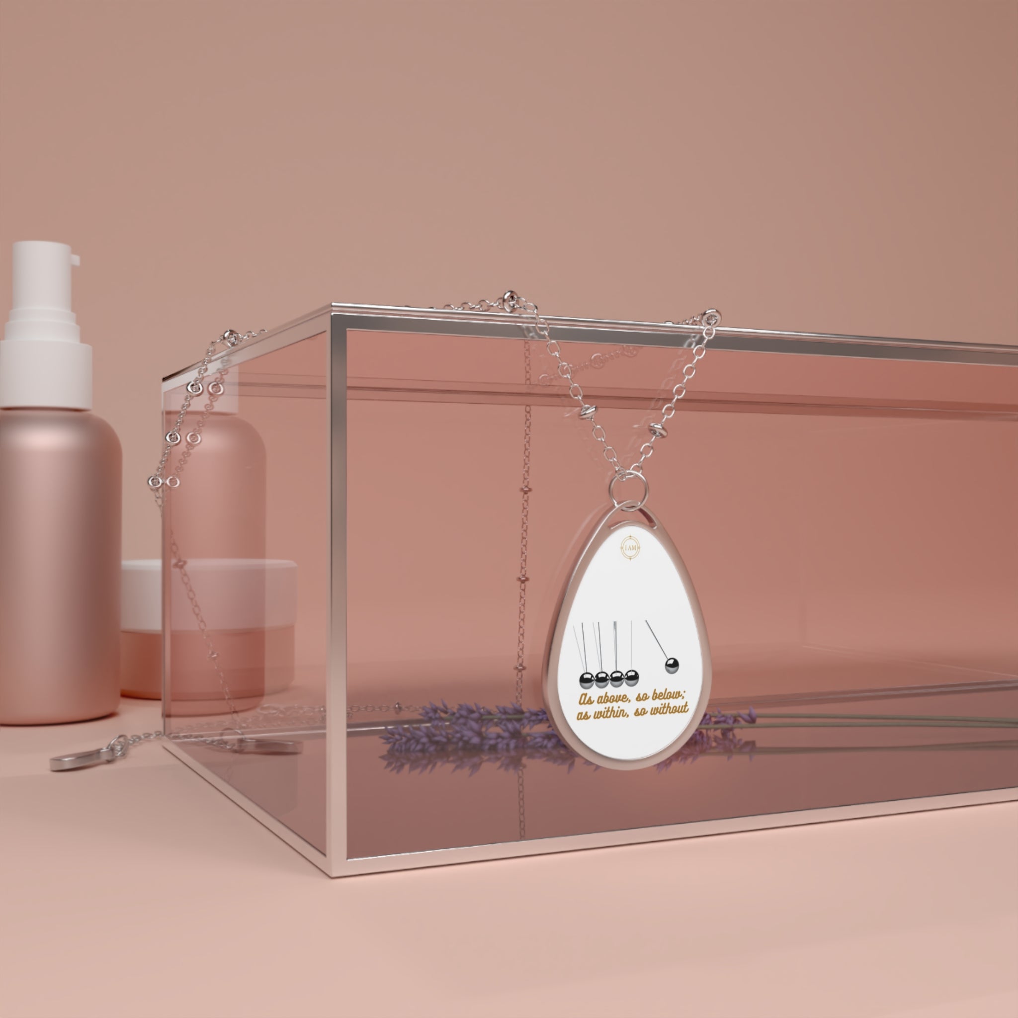 Newton's Cradle Oval Necklace — Science Jewelry Pendant