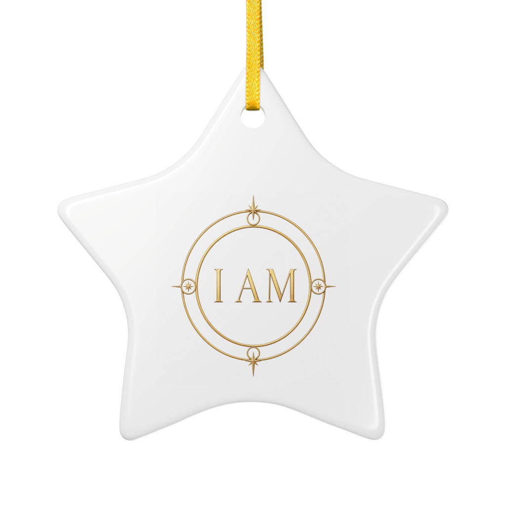 Ceramic Ornament — Gold "I AM" Affirmation Star (Be & Let Be)