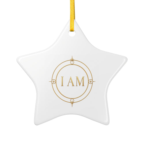Ceramic Ornament — Gold "I AM" Affirmation Star (Be & Let Be)