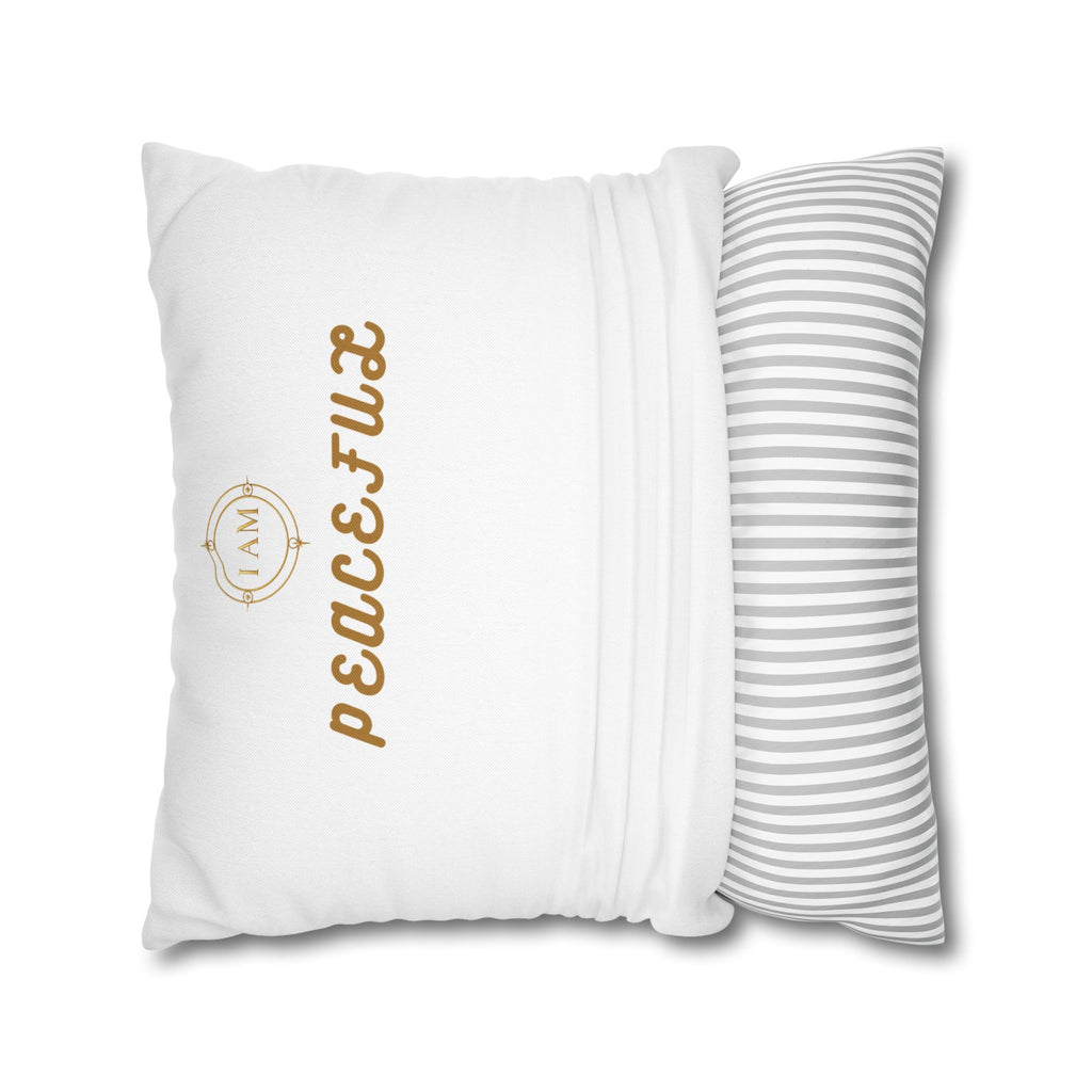 Peacefulx Gold Script Pillowcase — “I AM PEACEFULX” Decorative Throw Pillow
