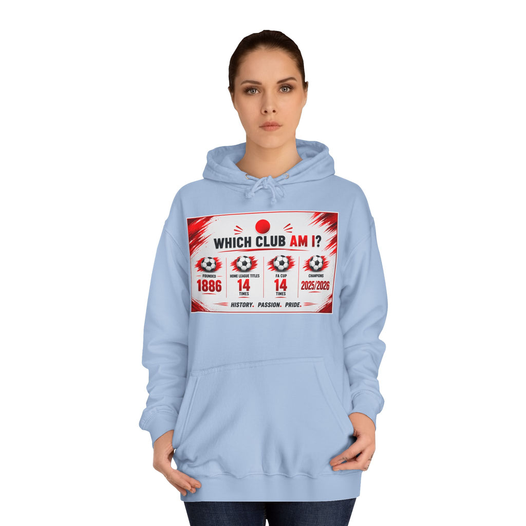 College Hoodie — "Which Club Am I?" Graphic Student Spirit Sweatshirt