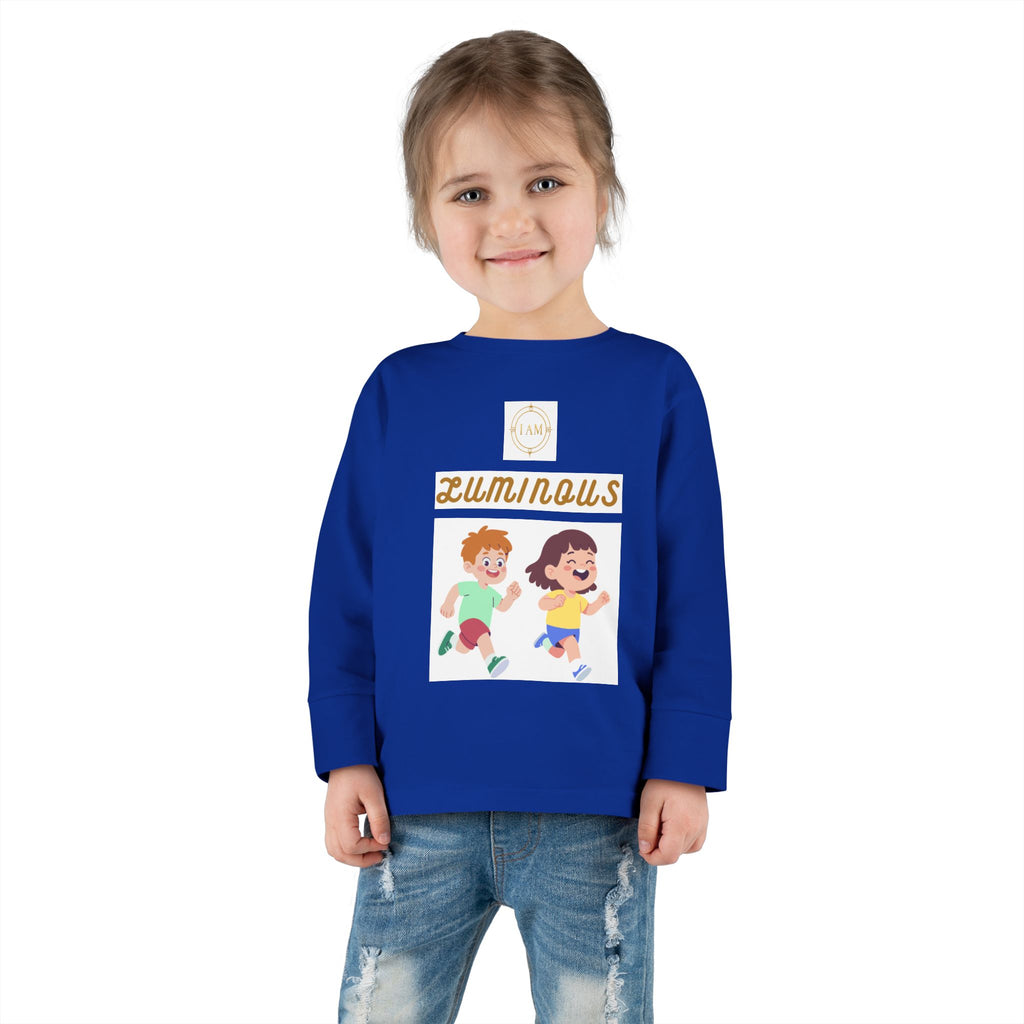 Toddler Long Sleeve Tee — 'Luminous' Gold Script Kids Shirt (I Radiate Light)