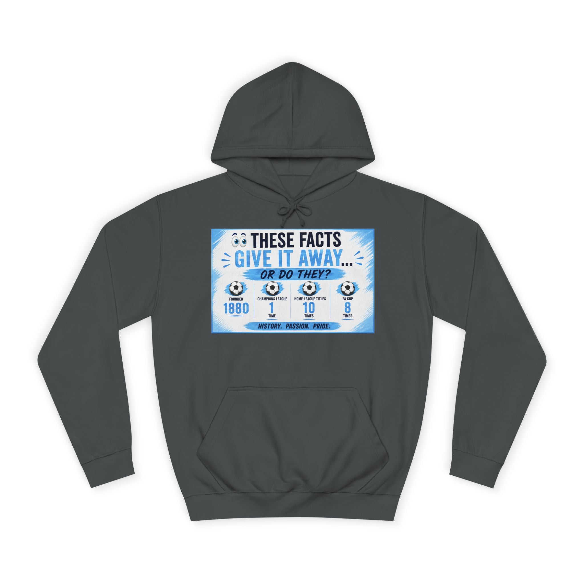 College Hoodie — 'These Facts Give It Away... Or Do They?' Graphic Pullover