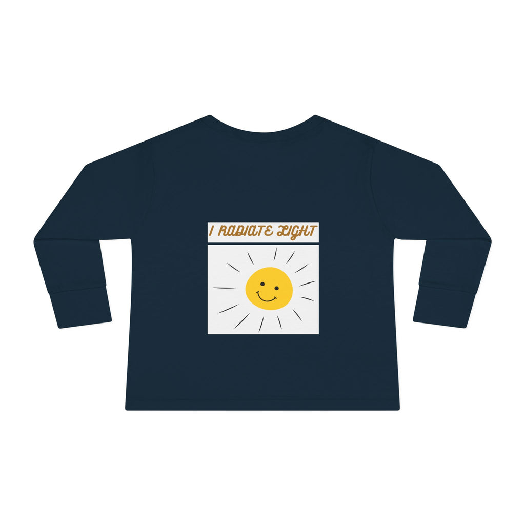 Toddler Long Sleeve Tee — 'Luminous' Gold Script Kids Shirt (I Radiate Light)