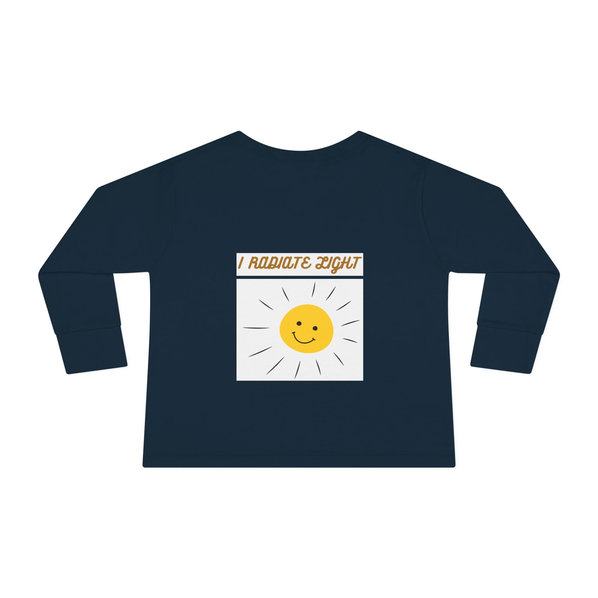 Toddler Long Sleeve Tee — 'Luminous' Gold Script Kids Shirt (I Radiate Light)