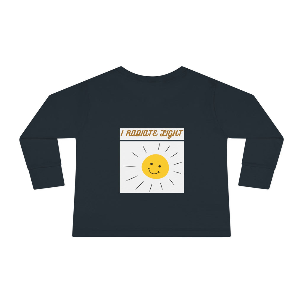 Toddler Long Sleeve Tee — 'Luminous' Gold Script Kids Shirt (I Radiate Light)