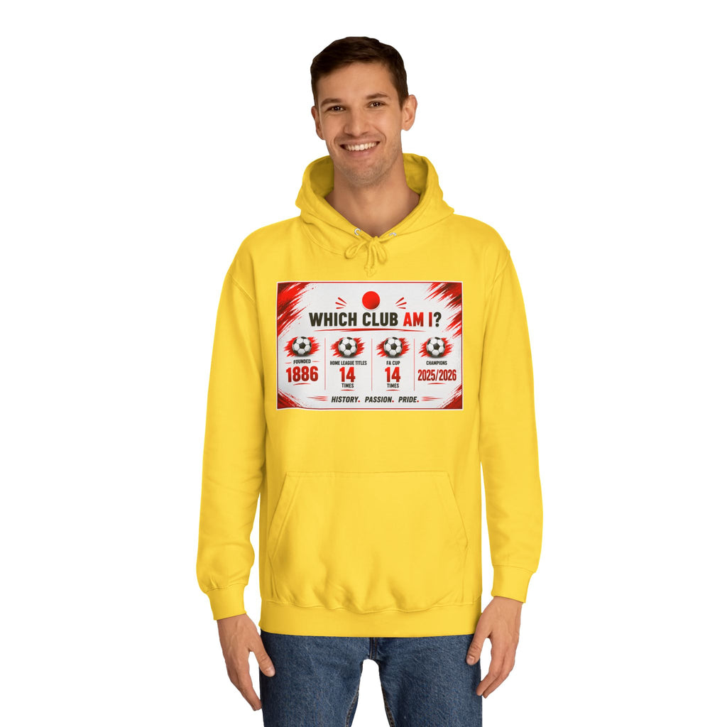 College Hoodie — "Which Club Am I?" Graphic Student Spirit Sweatshirt