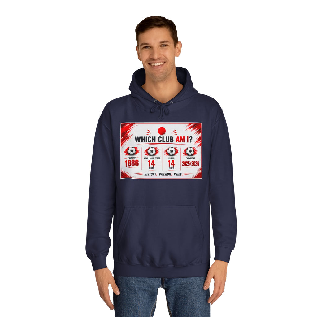 College Hoodie — "Which Club Am I?" Graphic Student Spirit Sweatshirt