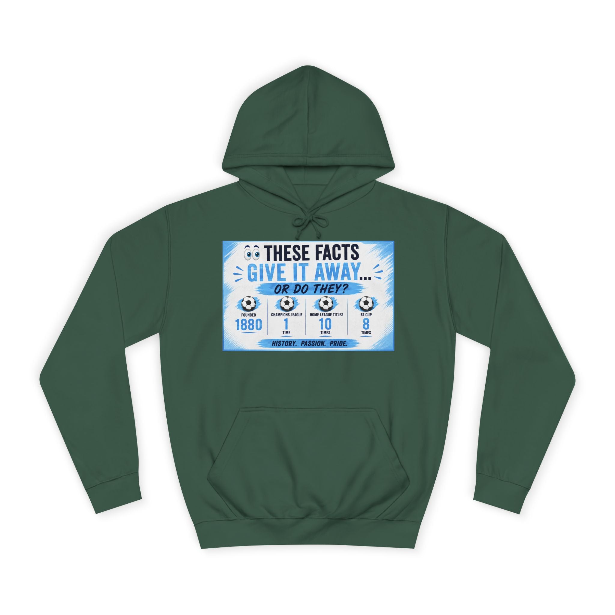 College Hoodie — 'These Facts Give It Away... Or Do They?' Graphic Pullover