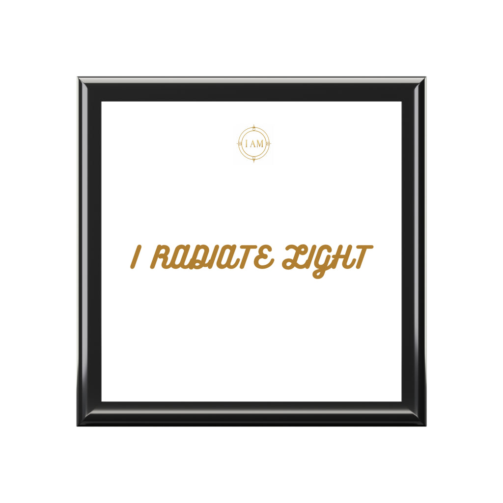 I Radiate Light Jewelry Box — Elegant Keepsake Box with Gold Script