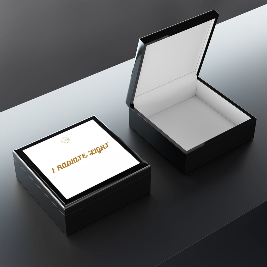 I Radiate Light Jewelry Box — Elegant Keepsake Box with Gold Script