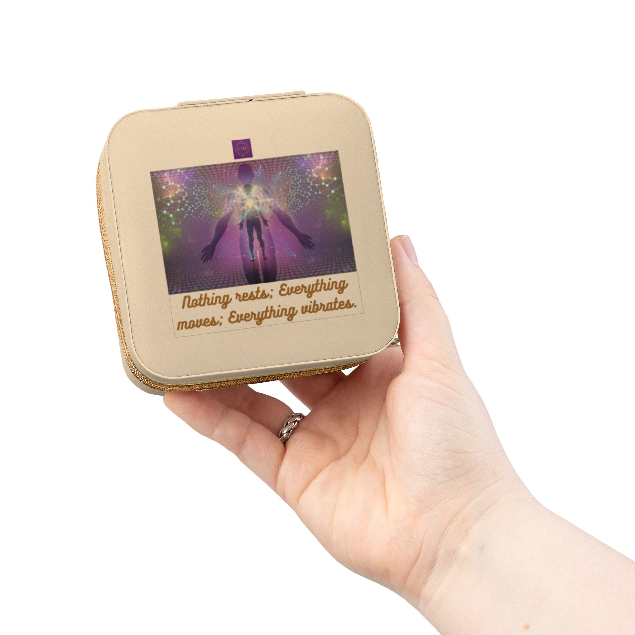 Compact Jewelry Travel Case — Portable Organizer with Ring Slots & Compartments ("Anything Ends Everything")