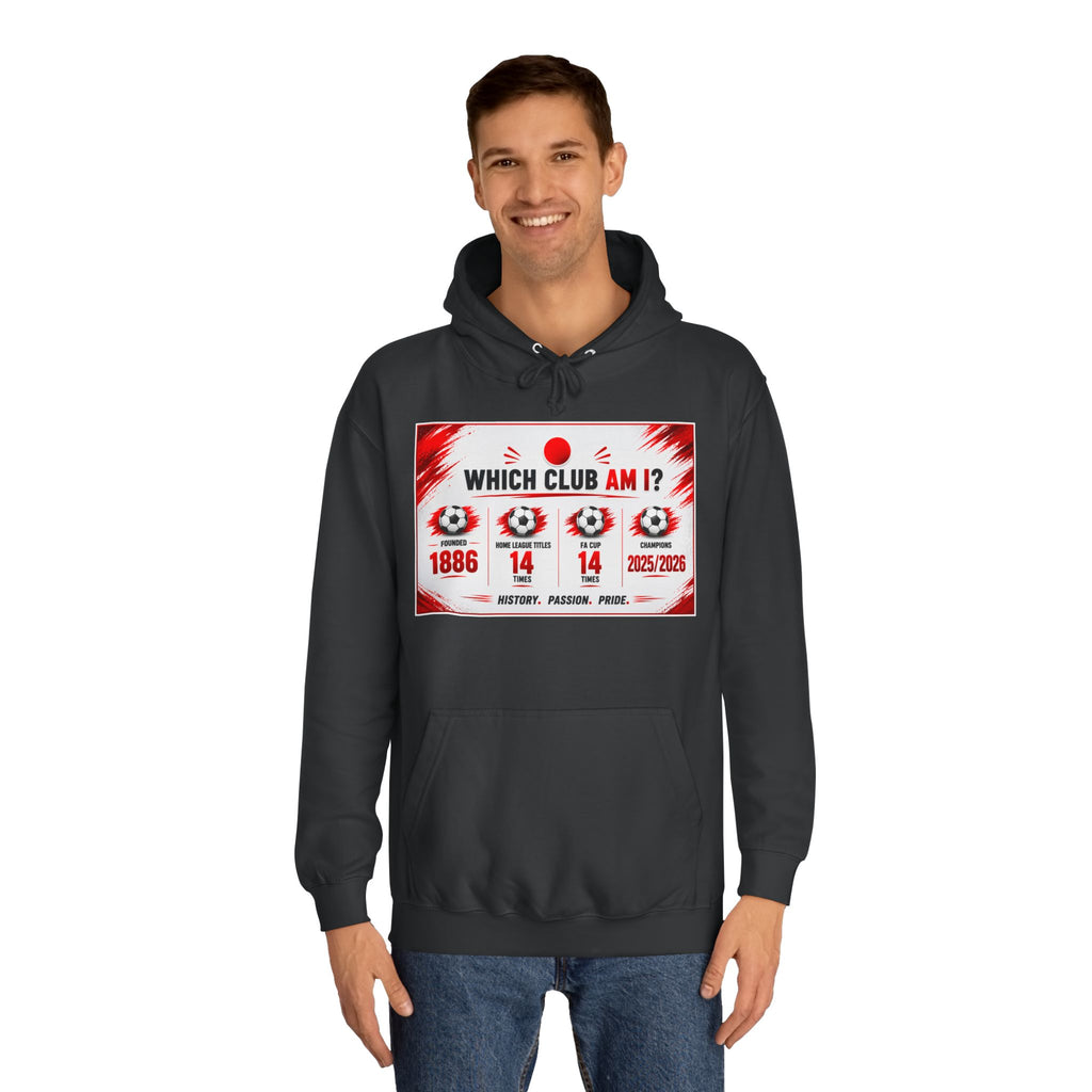 College Hoodie — "Which Club Am I?" Graphic Student Spirit Sweatshirt